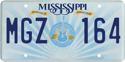 MS license plate MGZ164