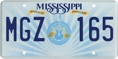 MS license plate MGZ165