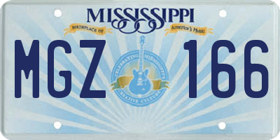 MS license plate MGZ166
