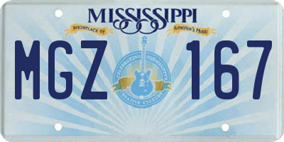 MS license plate MGZ167