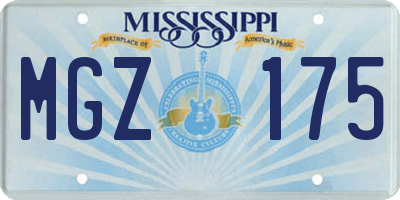 MS license plate MGZ175