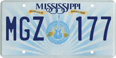 MS license plate MGZ177