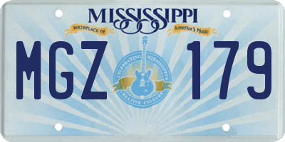 MS license plate MGZ179