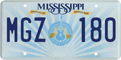 MS license plate MGZ180