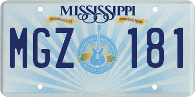 MS license plate MGZ181