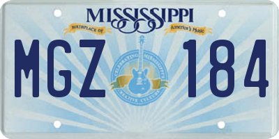 MS license plate MGZ184