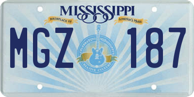 MS license plate MGZ187