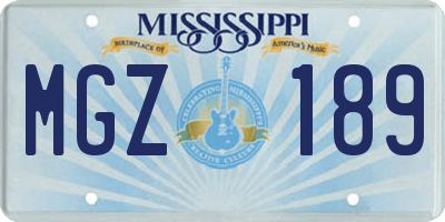 MS license plate MGZ189
