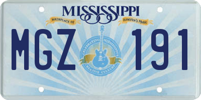 MS license plate MGZ191
