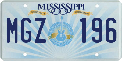 MS license plate MGZ196