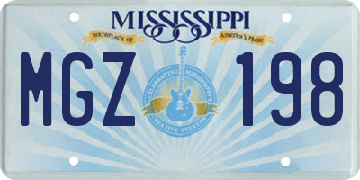 MS license plate MGZ198