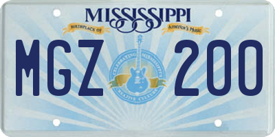 MS license plate MGZ200