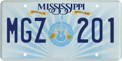 MS license plate MGZ201