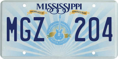 MS license plate MGZ204