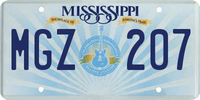 MS license plate MGZ207