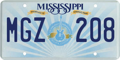 MS license plate MGZ208
