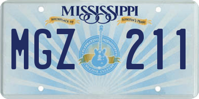 MS license plate MGZ211