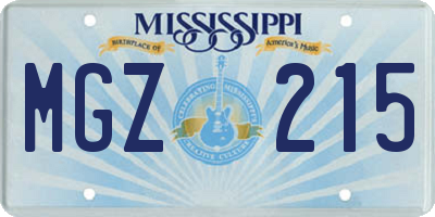 MS license plate MGZ215