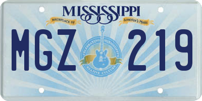 MS license plate MGZ219
