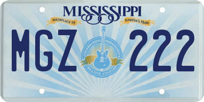 MS license plate MGZ222