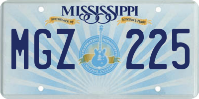 MS license plate MGZ225