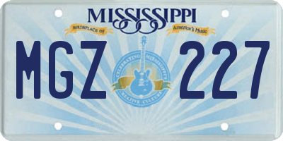 MS license plate MGZ227