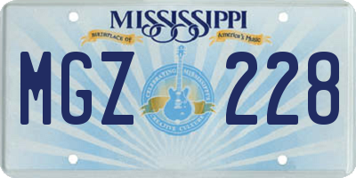 MS license plate MGZ228