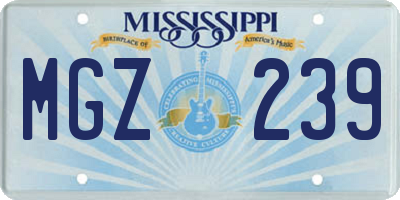 MS license plate MGZ239