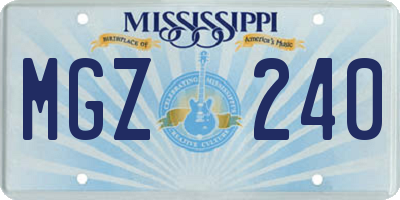 MS license plate MGZ240