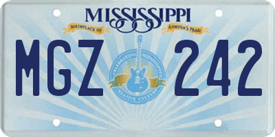 MS license plate MGZ242
