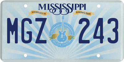 MS license plate MGZ243