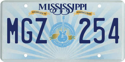 MS license plate MGZ254