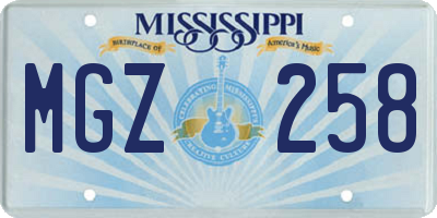 MS license plate MGZ258