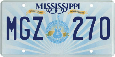MS license plate MGZ270