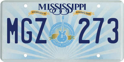 MS license plate MGZ273