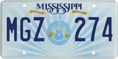 MS license plate MGZ274