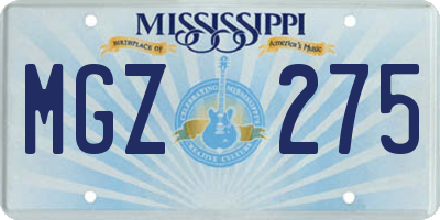 MS license plate MGZ275