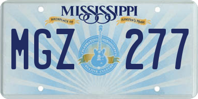 MS license plate MGZ277