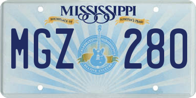 MS license plate MGZ280