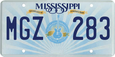 MS license plate MGZ283