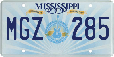 MS license plate MGZ285