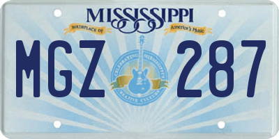 MS license plate MGZ287