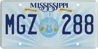 MS license plate MGZ288