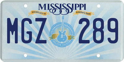 MS license plate MGZ289
