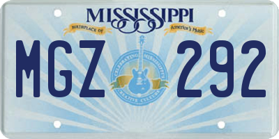 MS license plate MGZ292