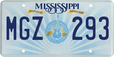 MS license plate MGZ293