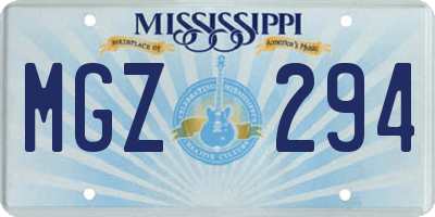 MS license plate MGZ294