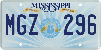 MS license plate MGZ296