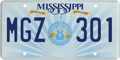 MS license plate MGZ301