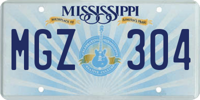 MS license plate MGZ304
